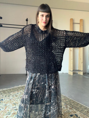 FEMALE_ Cardigan nero a rete "Brilla come vuoi" ZM66008/ NERO FEMALE 