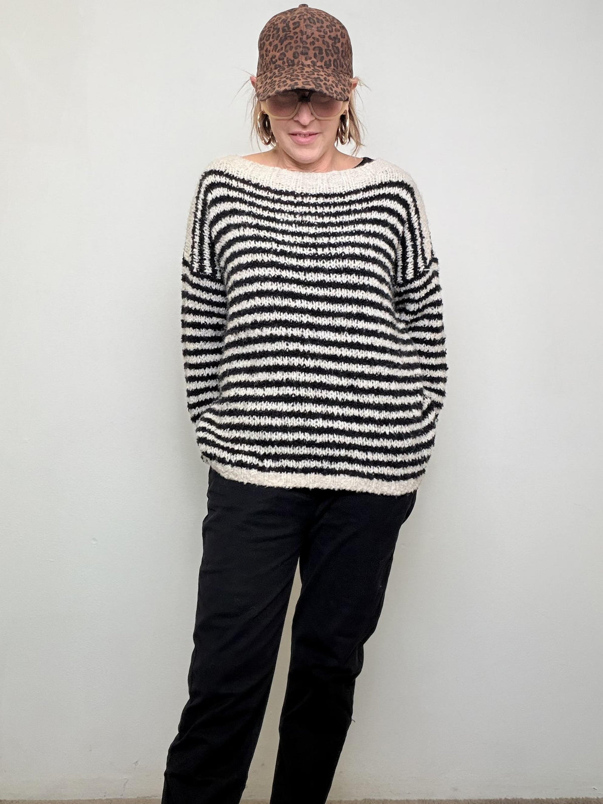 DEJA VU - MAGLIA A RIGHE SOFFICE A25SS403/ NERO DEJA VU 