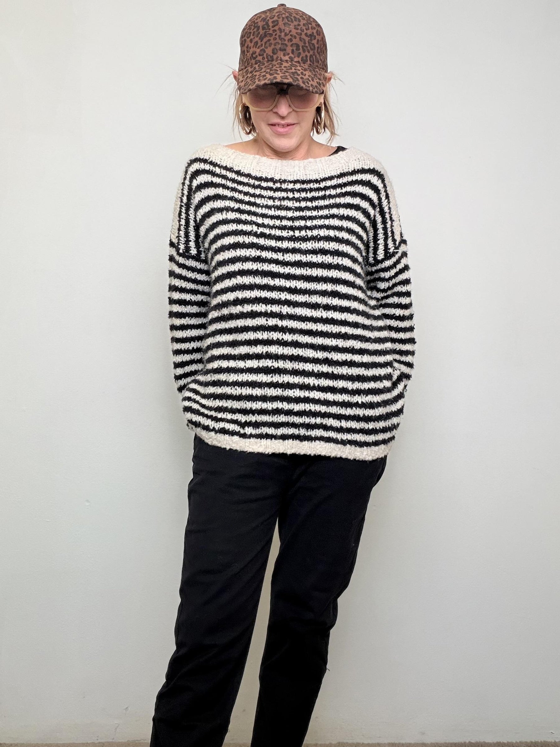 DEJA VU - MAGLIA A RIGHE SOFFICE A25SS403/ NERO DEJA VU 