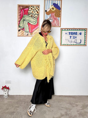 deja vu - Cardigan maxi effetto cocoon  Abbraccio di stile GIALLO A25SS602/ GIALLO DEJA VU 