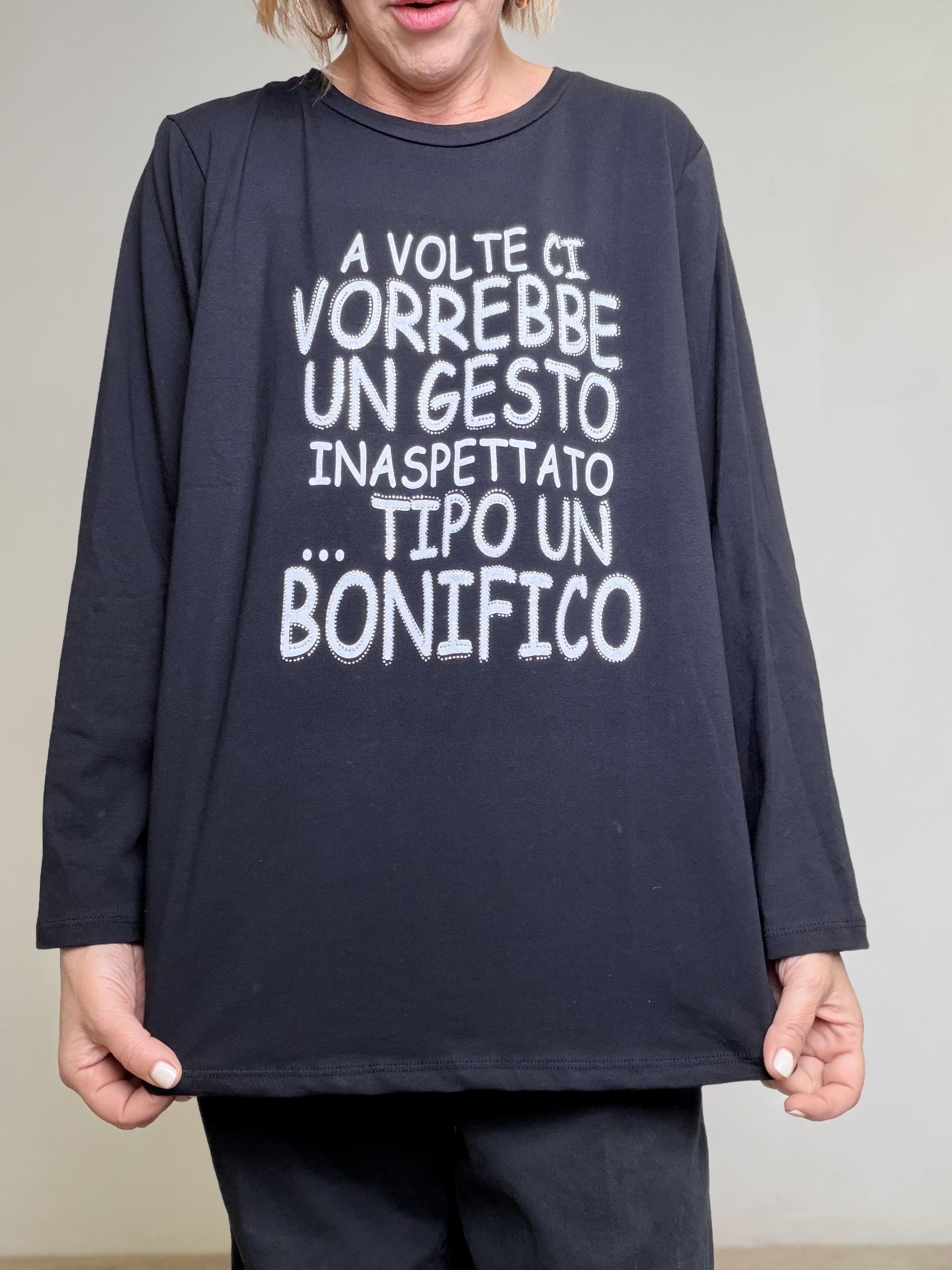 SUSY STAR - T-shirt Bonifico Mood STL14/ NERO SUSY STAR 