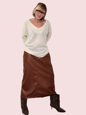 DEJA VU :Gonna Midi Eco-Leather  la chic che sta bene sempre AC5LU301/ CUOIO DEJA VU 