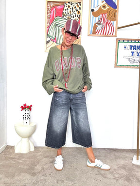 FEMALE Felpa oversize oliva  con stampa SOHO R50599SOHO/ OLIVA FEMALE 