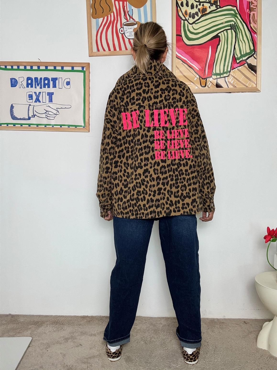 FEMALE - Giacca Donna Animalier "BE LIEVE"  Stile Urban Chic con Cuore Pop C23395BEL/ MACULATO FEMALE 