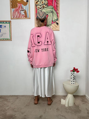FEMALE - Felpa Oversize NYC College Mood  Comoda, Cool, Inarrestabile ROSA R51093/ ROSA FEMALE 