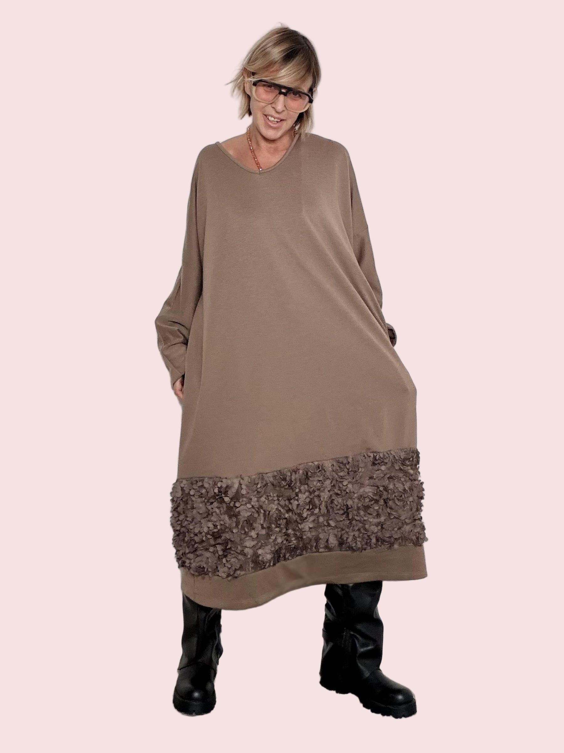 FEMALE - Abito Petal Bow NERO HP9276KQCLM/ TAUPE FEMALE 