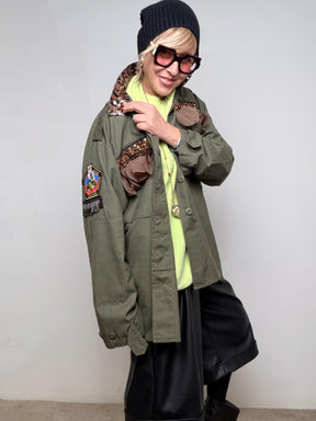 Camicia vintage  carattere deciso e stile unico U7 PAILETTES/ VERDE MILITARE FEMALE 