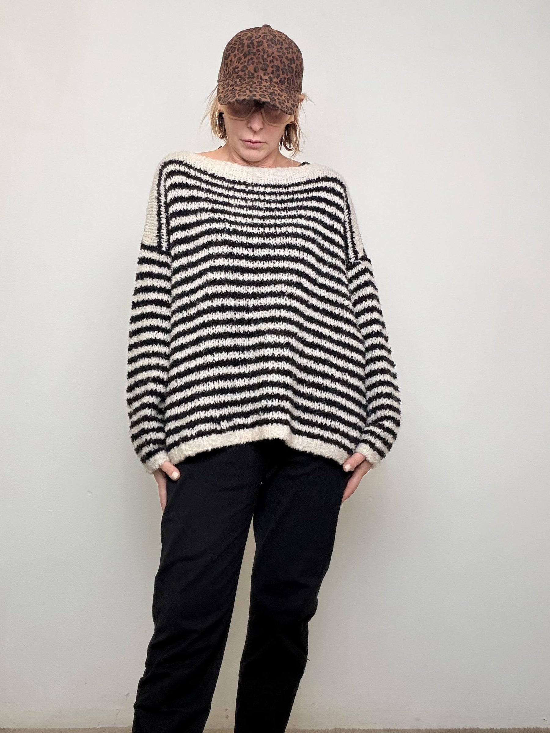 DEJA VU - MAGLIA A RIGHE SOFFICE A25SS403/ NERO DEJA VU 