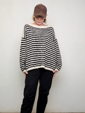 DEJA VU - MAGLIA A RIGHE SOFFICE A25SS403/ NERO DEJA VU 