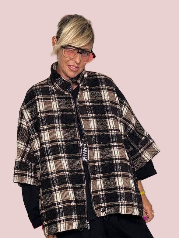DEJA VU Cappotto corto a quadri in stile over A25LU610/ CHECK DEJA VU 