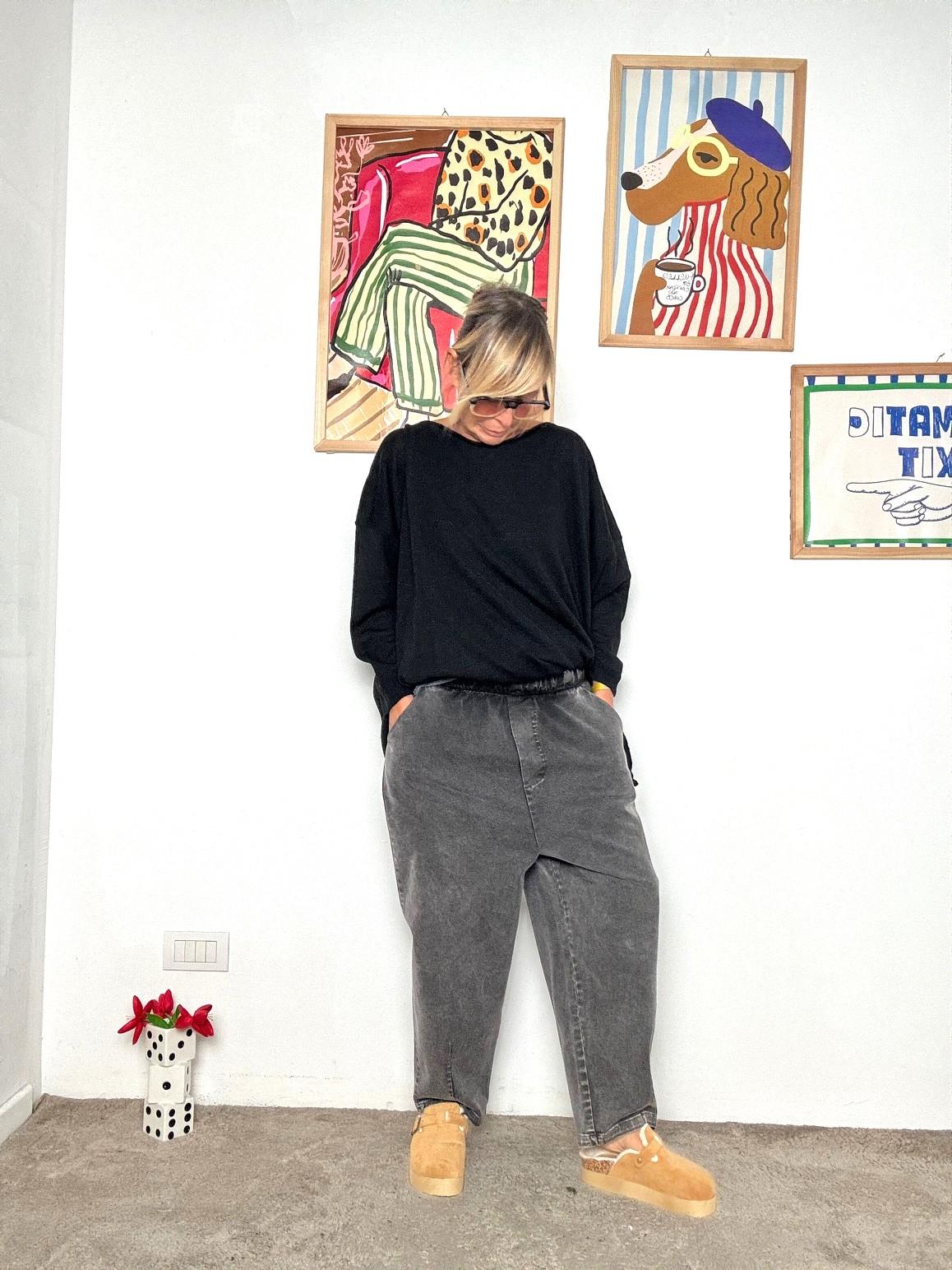 SUSY STAR - Jeans ampi color grigio antracite STS7270/ NERO SUSY STAR 