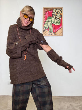 SUSY STAR - MAGLIA CON MANICOTTI MORO ST3WM221 MORO SUSY STAR 