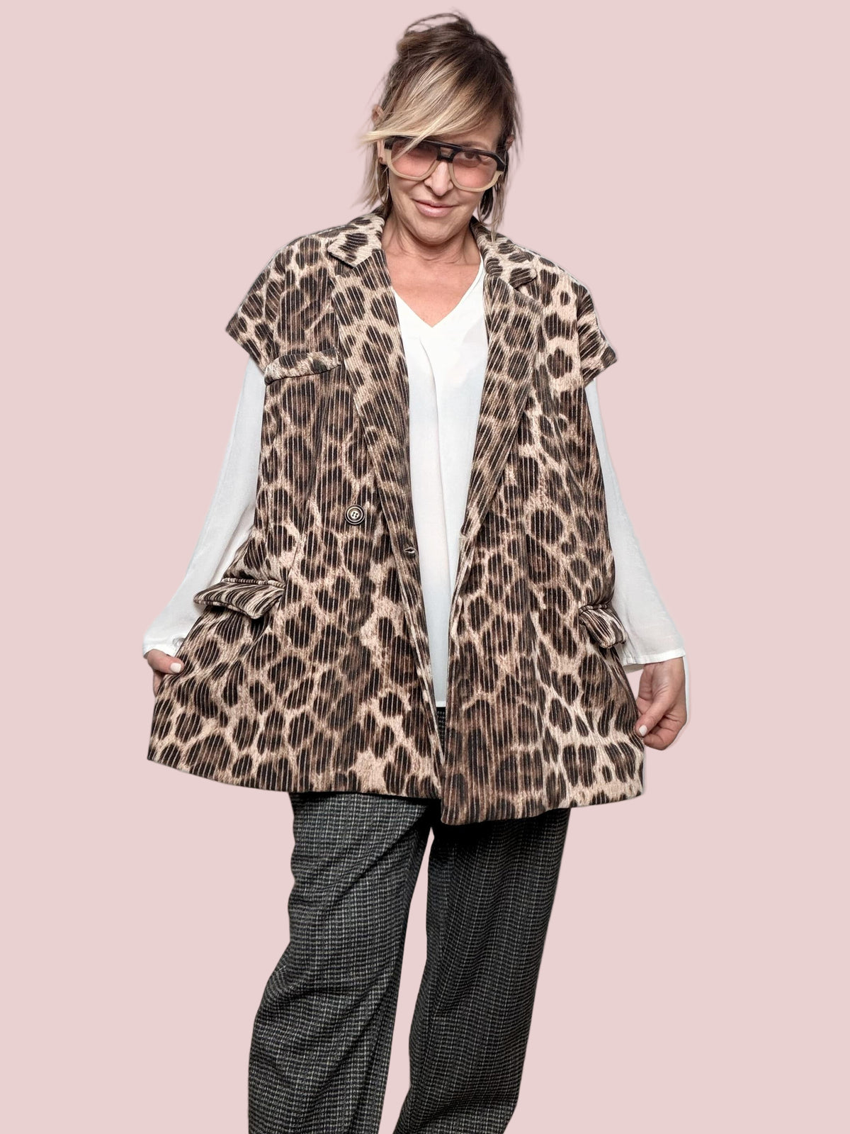DEJA VU - Gilet Safari Chic  grintoso, morbido e super versatile A25AP803/ LEOPARD DEJA VU 