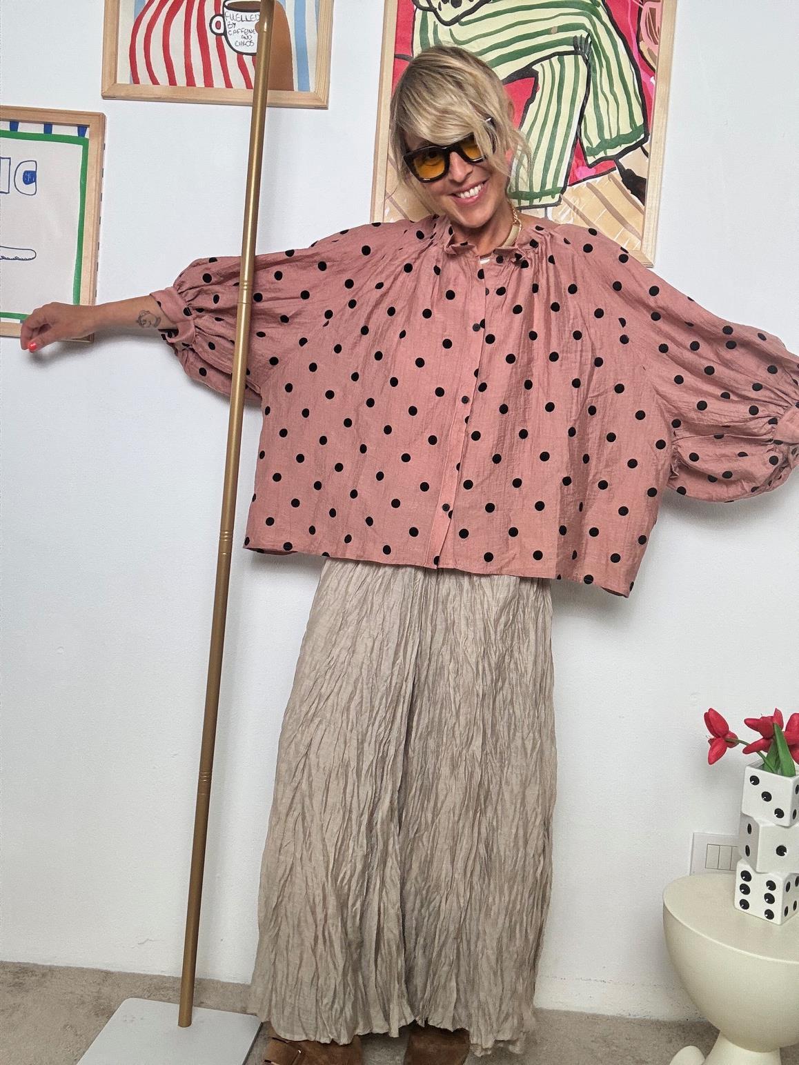 FEMALE - Camicia Oversize a Pois  Eleganza Creativa e Comfort Assoluto ROSA W5819-25AW/ PINK FEMALE 