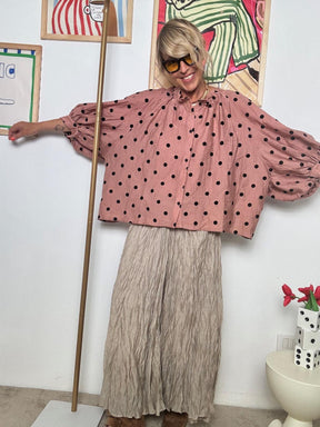 FEMALE - Camicia Oversize a Pois  Eleganza Creativa e Comfort Assoluto ROSA W5819-25AW/ PINK FEMALE 