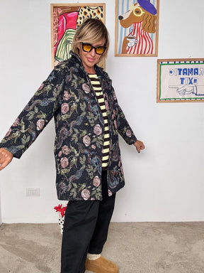 FEMALE - Cappotto jacquard fantasia  Eleganza con personalità BLU L5M264/ FANTA BLU FEMALE 