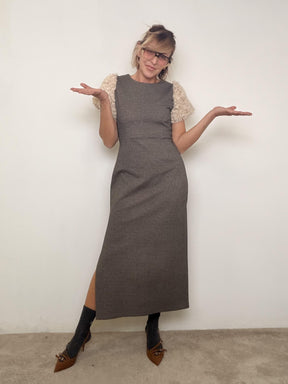 SUSY MIX - Abito Faux Fur Power Sleeves S0065/ BEIGE SUSY MIX 