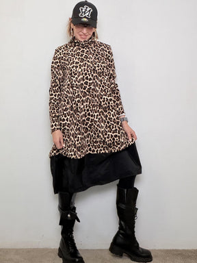 FEMALE - ABITO ANIMALIER CON DOPPIA BALZA TAFTA 39262ZGYSC/ LEOPARDATO FEMALE 