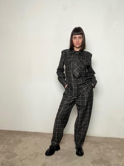 SOUVENIR_ Pantalone check S38M1432/ MORO SOUVENIR 