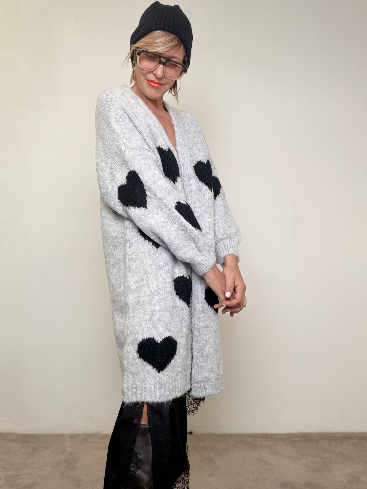 SUSY STAR - CARDIGAN CUORI OVUNQUE GRIGIO STWM39/ GRIGIO SUSY STAR 