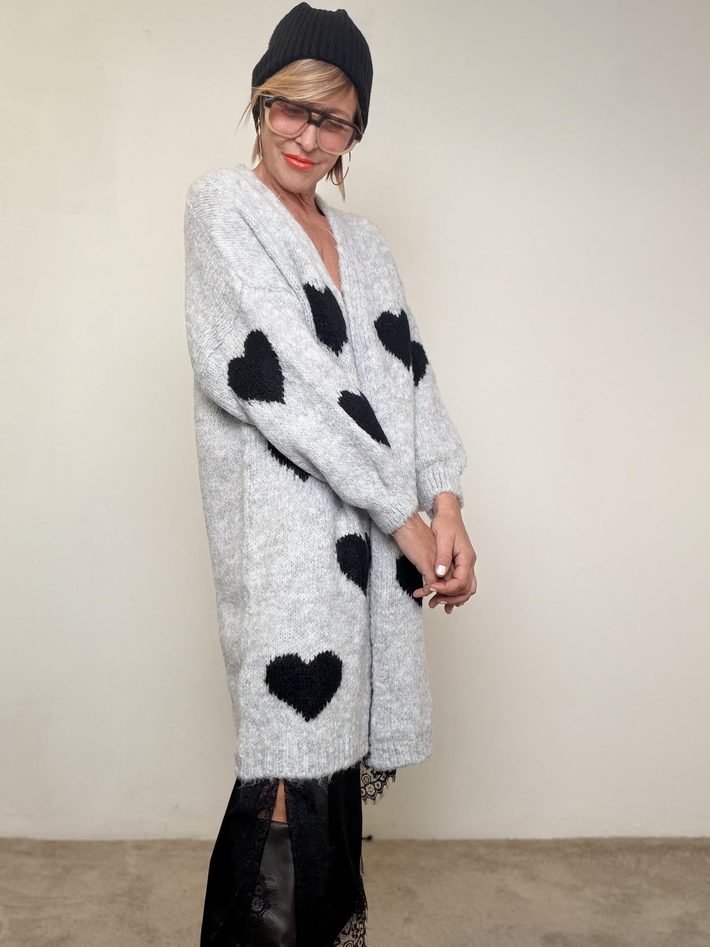 SUSY STAR - CARDIGAN CUORI OVUNQUE GRIGIO STWM39/ GRIGIO SUSY STAR 