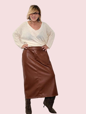 DEJA VU :Gonna Midi Eco-Leather  la chic che sta bene sempre AC5LU301/ CUOIO DEJA VU 