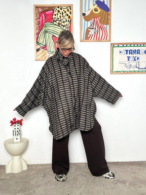 FEMALE - Giacca-cappotto oversize a fantasia: calda, comoda e super trendy WM2548/ MORO FEMALE 
