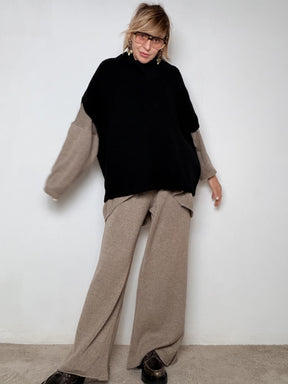 SUSY STAR - GILET MAXI A MAGLIA NERO 3547/ NERO SUSY STAR 