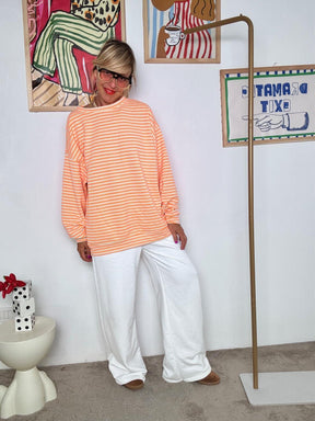 FEMALE - Felpa oversize donna a righe ARANCIO R7612-BALANCE/ RIGA ARANCIO FEMALE 