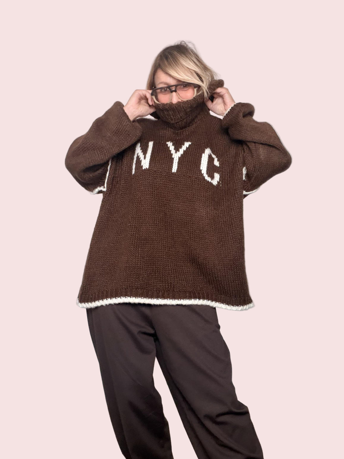 FEMALE - Maglione NYC Cozy PANNA 65019/ MORO-PANNA FEMALE 