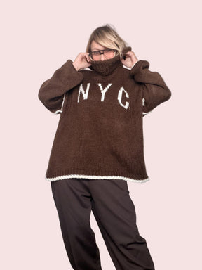 FEMALE - Maglione NYC Cozy PANNA 65019/ MORO-PANNA FEMALE 