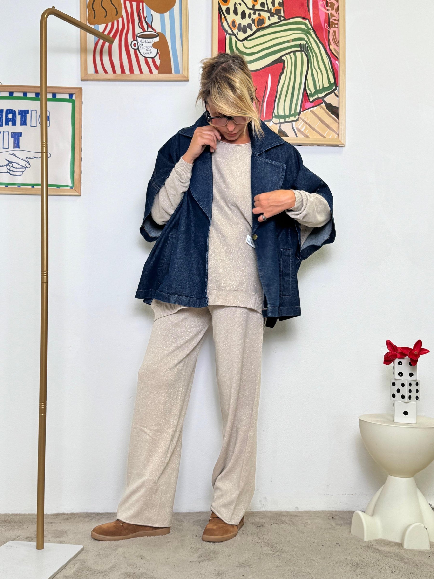 SUSY STAR - Poncho in Denim Blue Cloud  Il tuo cappotto leggero dallo spirito libero ST3061/ JEANS SUSY STAR 