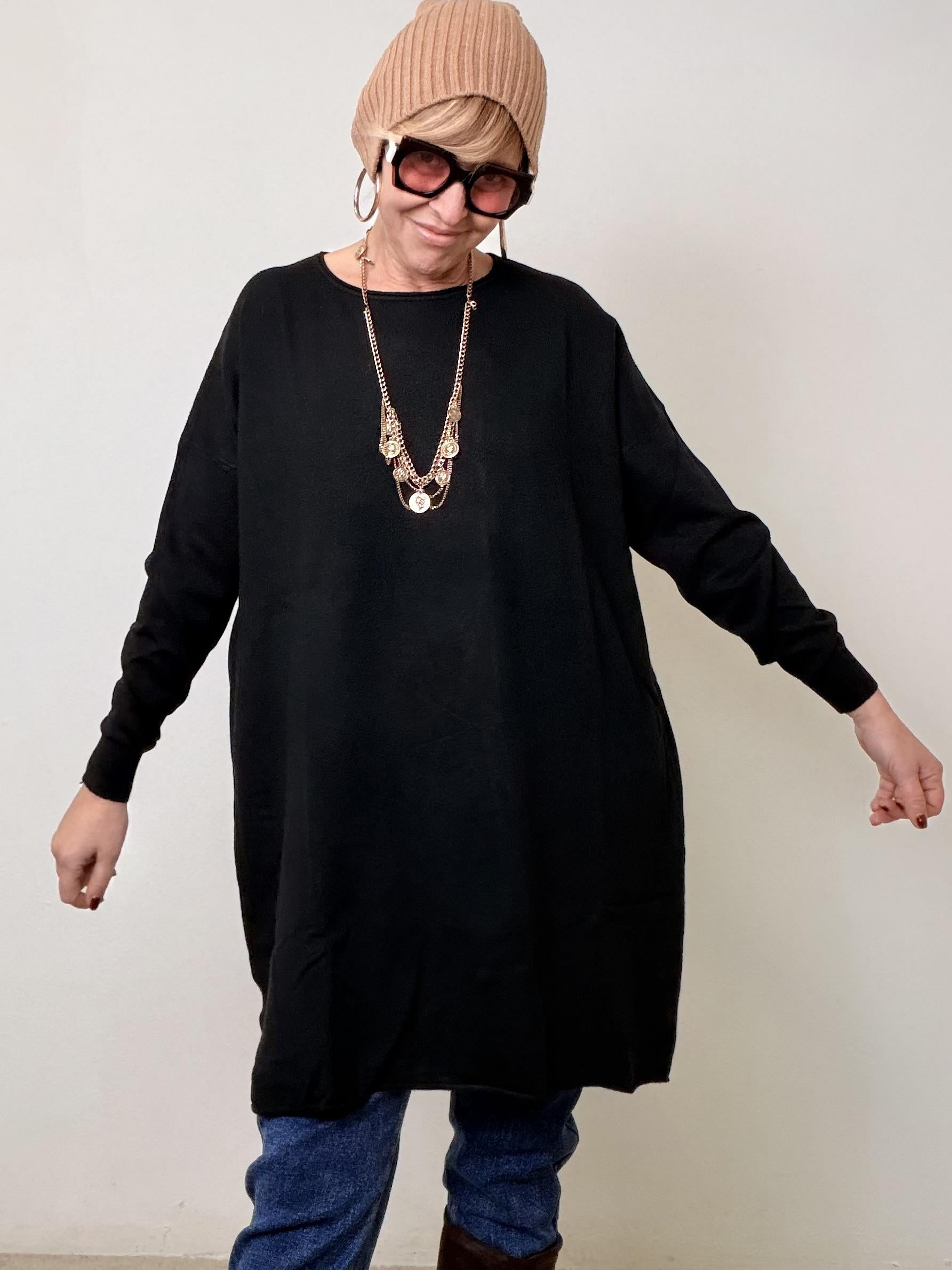 Abito Maglia Over Comfort nero A25IL701/ NERO DEJA VU 