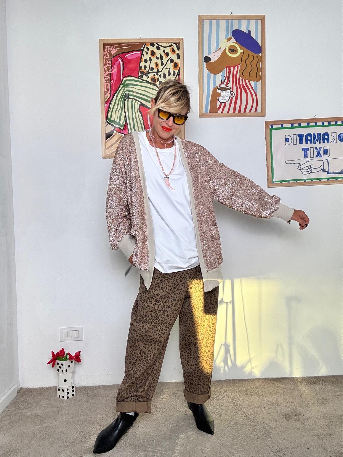 DEJA VU - Cardigan luminoso con paillettes scintillanti ORO A25DL609/ ORO DEJA VU 