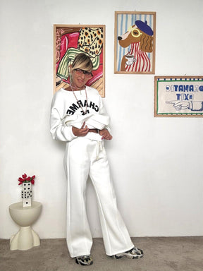 FEMALE - Pantalone ampio e comodo: stile minimal e contemporaneo bianco R50075/ BIANCA FEMALE 