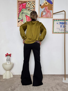 HAVE ONE - Pantalone nero punto Milano over donna  comodo, elegante e sempre di tendenza PMI-P074/ NERO HAVE ONE 