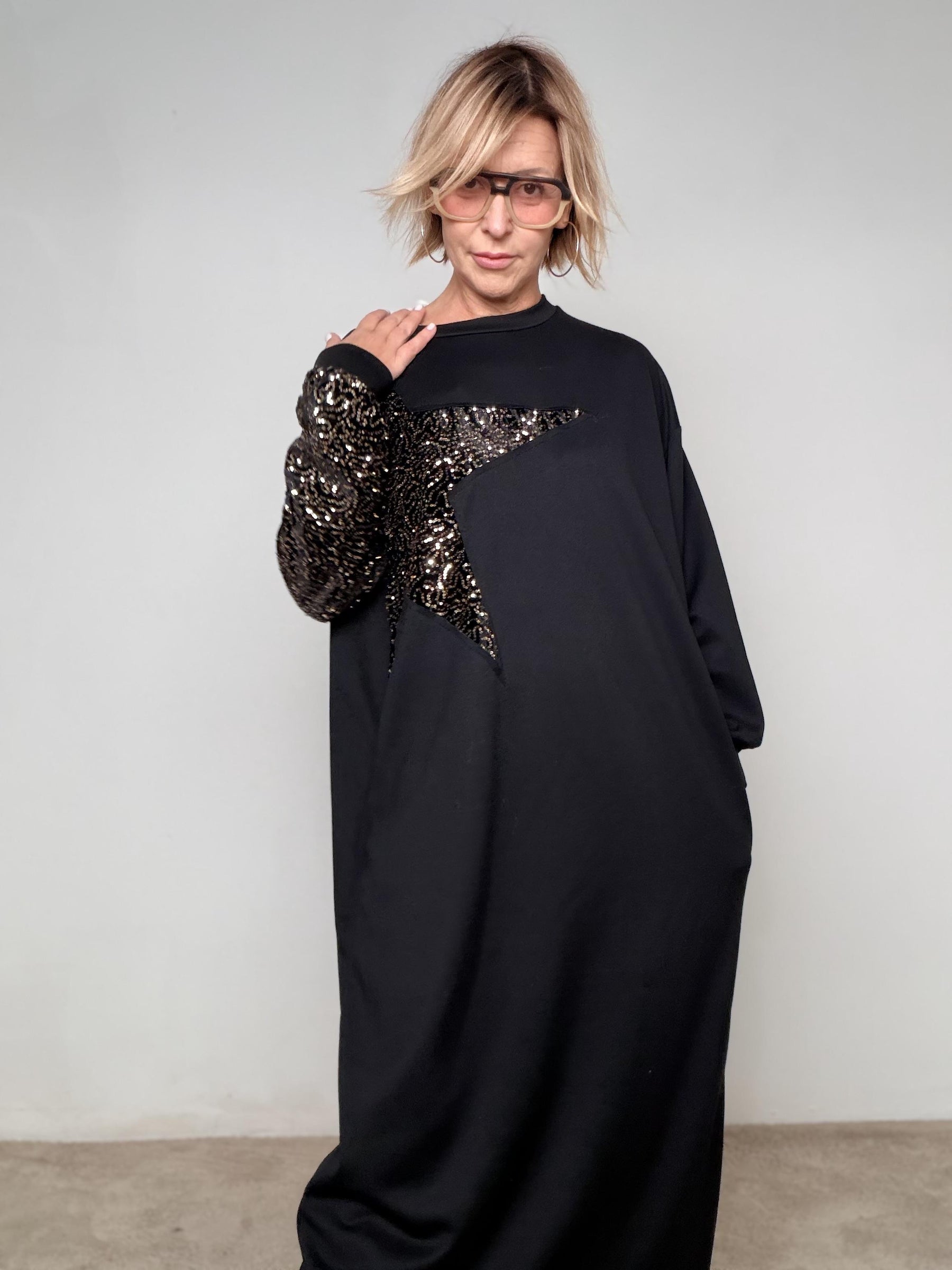 FEMALE - Abito Stella Superstar  comfort che brilla NERO ORO L3M369/ NERO/ORO FEMALE 