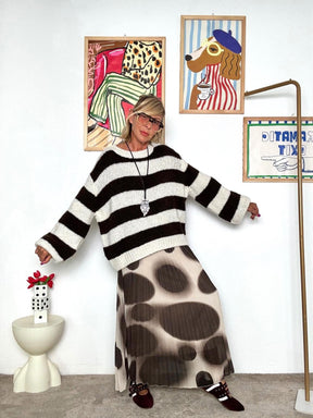 FEMALE -Maglia oversize a righe bianche e nere  stile comfy-chic L19M037/ RIGHE MORO FEMALE 