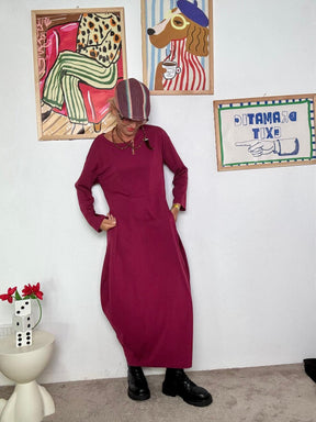 DEJA VU - Abito lungo in punto Milano  Comodo, elegante e dal carattere deciso vino FL707/ VINO DEJA VU 