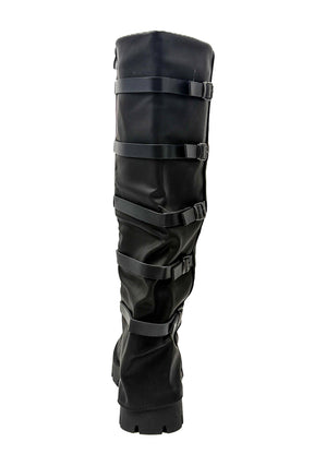 FEMALE - Stivali alti neri con fibbie  Stile grunge urbano nero 7670A/ NERO FEMALE 