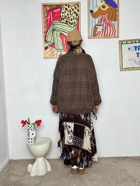 DEJA VU - Giacca Oversize Donna a Quadri Marrone  Stile Casual Chic e Intramontabile A25AP601/ CHECK DEJA VU 