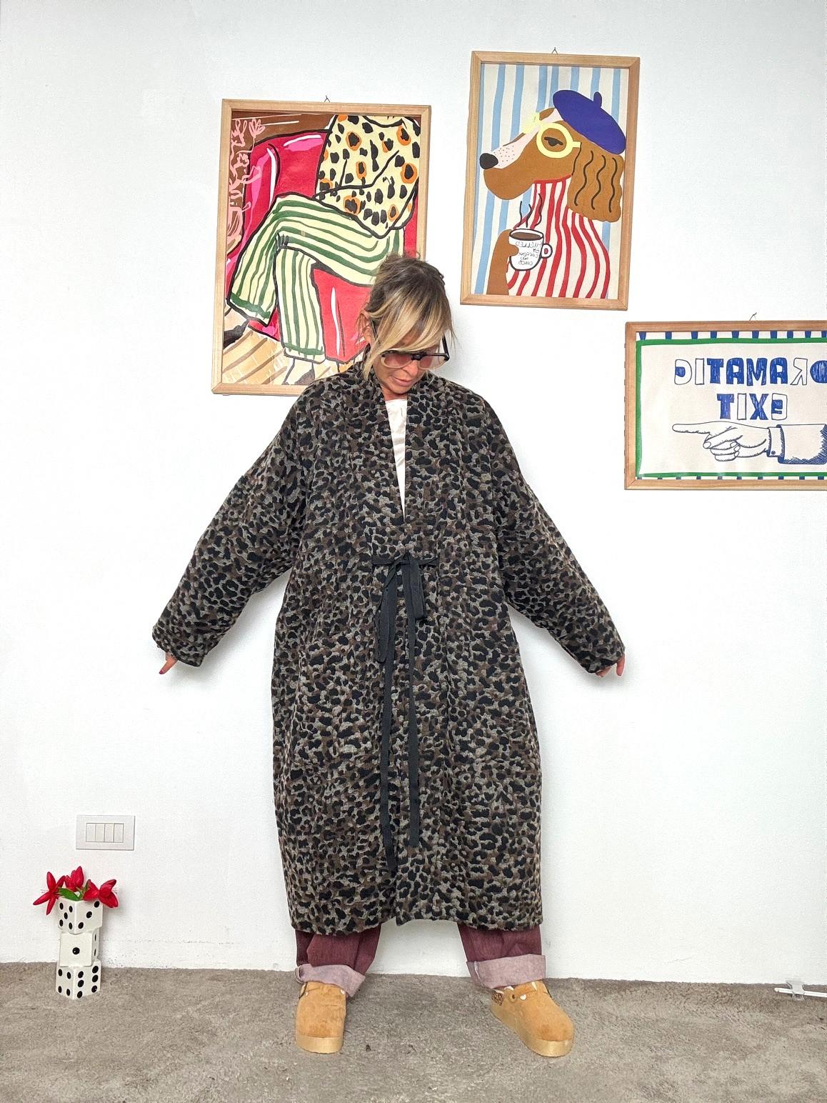SUSY STAR - Cappotto lungo leopardato con cintura STSS3036/ FANTASIA SUSY STAR 