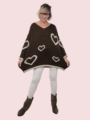 FEMALE - MAGLIA HEARTY OVERSIZE MORO KMACUOREV/ MORO FEMALE 