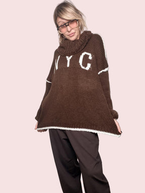 FEMALE - Maglione NYC Cozy PANNA 65019/ MORO-PANNA FEMALE 