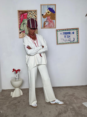 HAVE ONE - Completo in maglina  comfort elegante con un tocco sporty-chic PANNA HNC-P002B/ PANNA HAVE ONE 