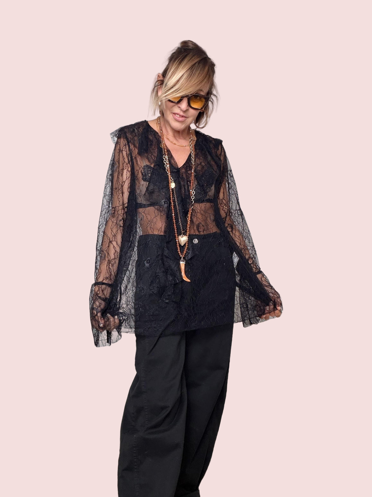 SUSY STAR - MAGLIA  PIZZO NERO ST25909/ NERO SUSY STAR 