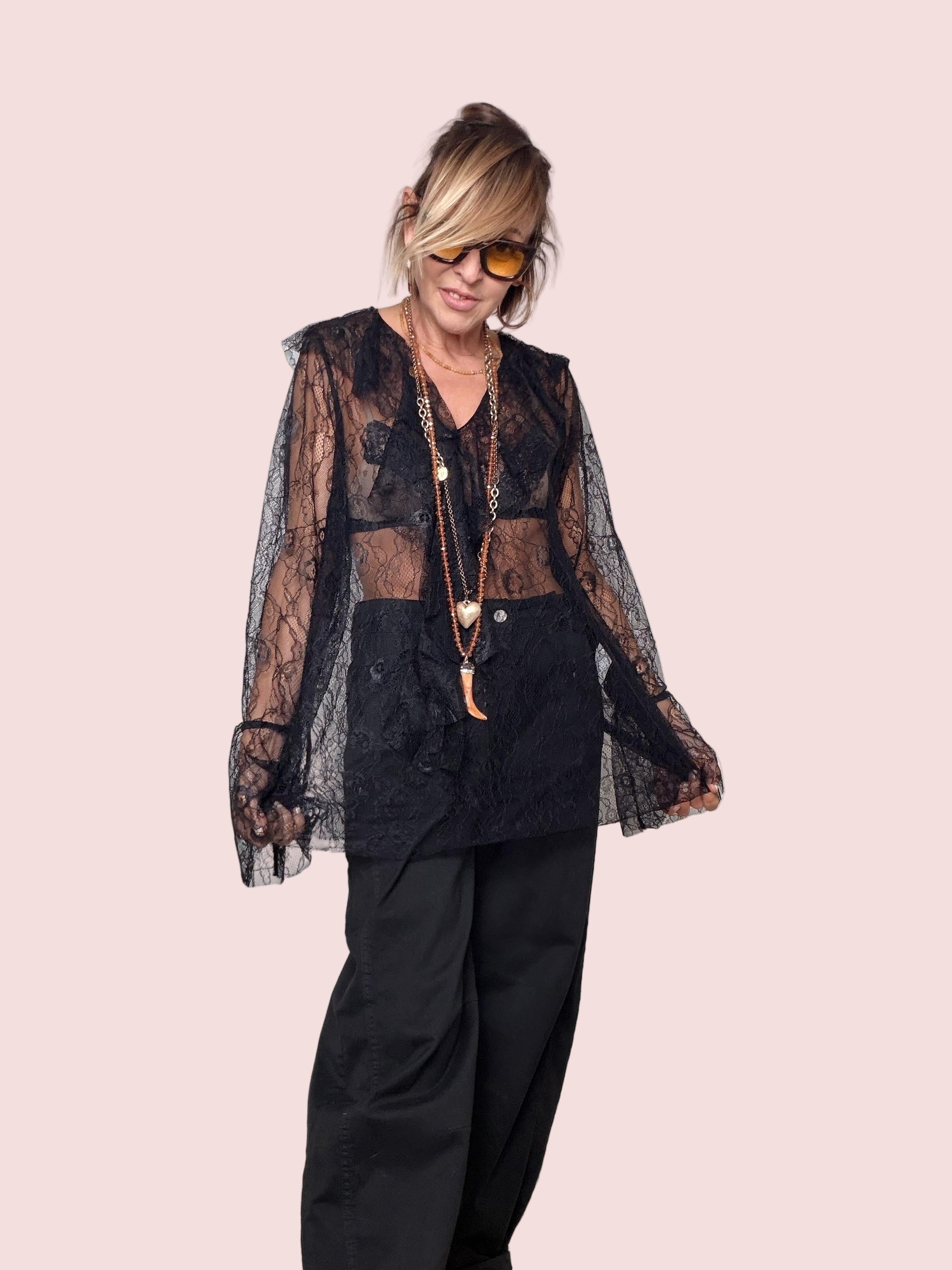 SUSY STAR - MAGLIA  PIZZO NERO ST25909/ NERO SUSY STAR 