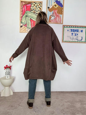 FEMALE - Giacca lunga marrone  Morbida, versatile e dallo stile casual chic 33195KQJP/ MORO FEMALE 