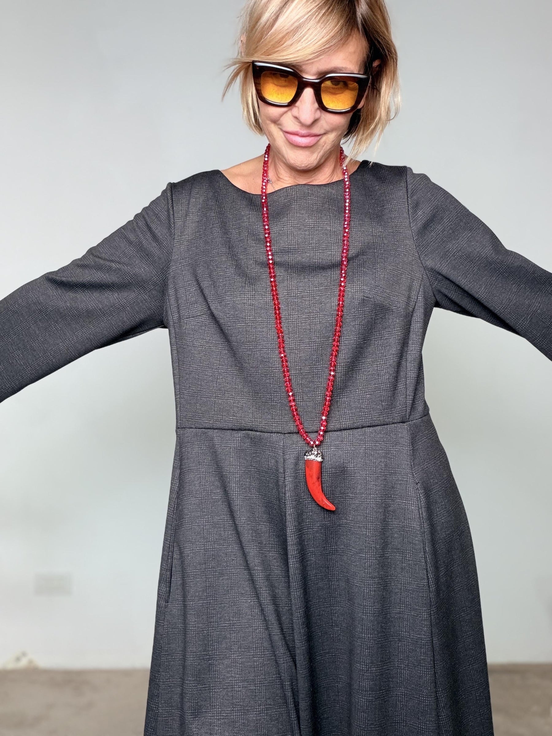 SUSY STAR - Tuta check moro ST88496BAG/ MORO SUSY STAR 