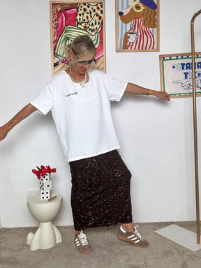 DEJA VU -  T-shirt Oversize Bianca Donna  Casual, Comoda e di Tendenza A25RU403 / BIANCA DEJA VU 